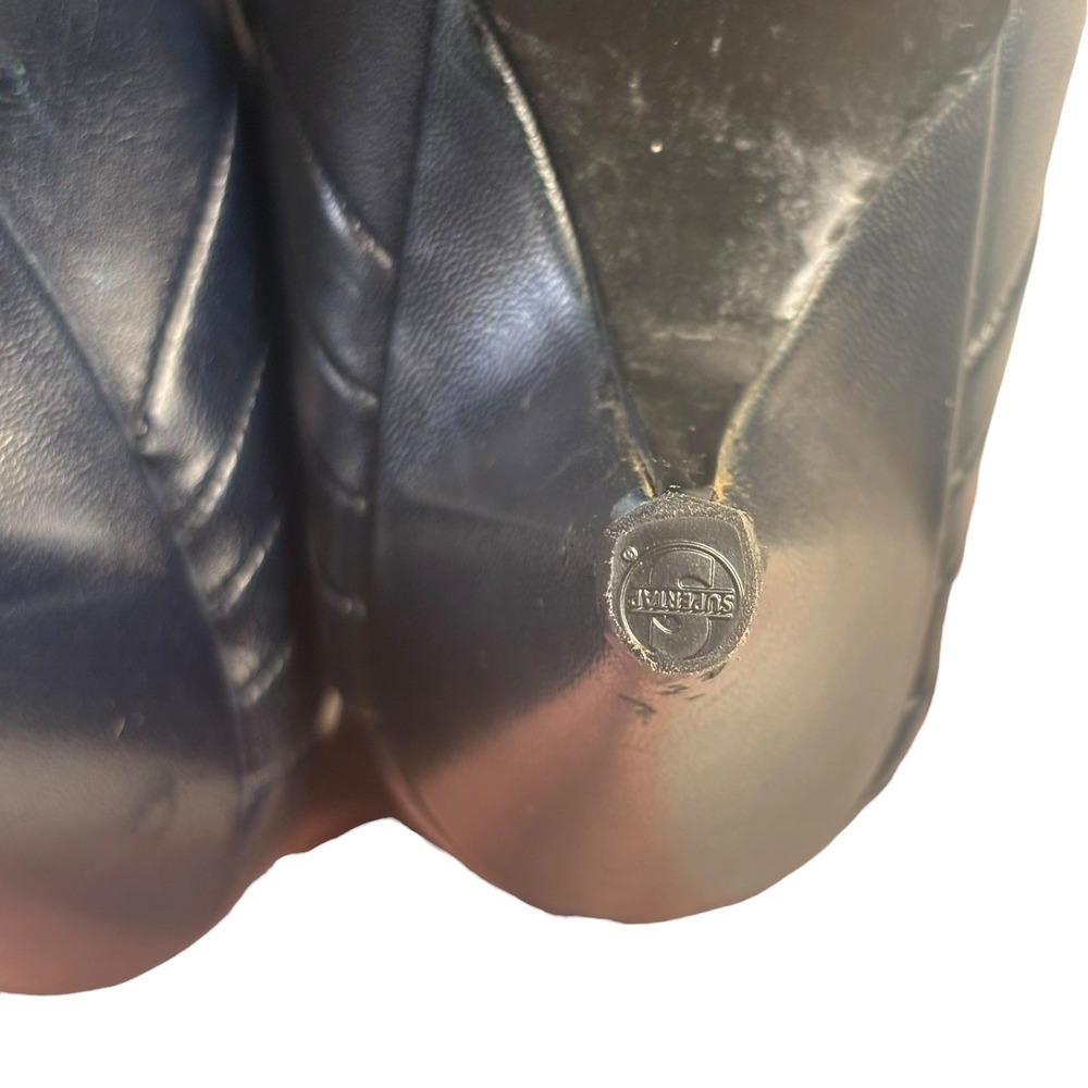 Gloria Vanderbilt VTG 5 Navy Blue Leather Pleated Kitten Heel Boot Pointed Toe - Picture 11 of 16